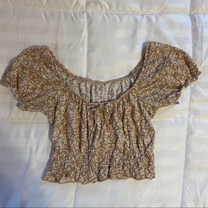 Tan cropped blouse